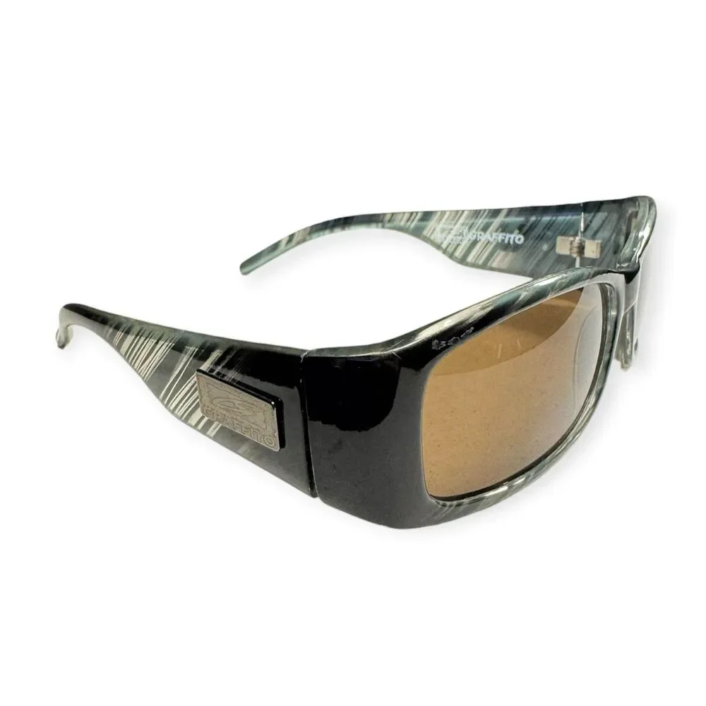 Graffito Gray Black Sunglasses Outdoors Brown Lenses Y2K